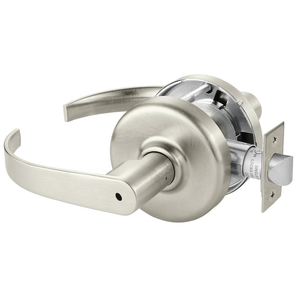 Grade 1 Privacy Cylindrical Lock, Princeton Lever, Non-Keyed, Satin Nickel Finish, Non-handed
